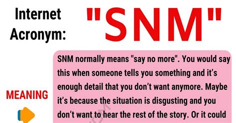 what does snm mean in text|SNM Meaning: How to Use the Acronym “SNM” with。